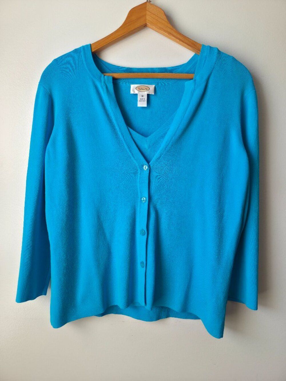 EUC LIKE NEW TALBOTS TURQUOIS BLUE 2 PC TANK /CARDIGAN TOP SIZE M